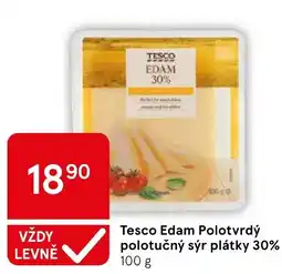 Tesco Tesco Edam Polotvrdý polotučný sýr plátky 30% nabídka