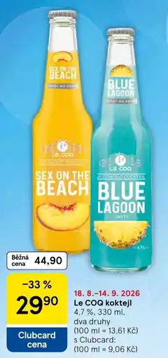 Tesco Le COQ koktejl nabídka
