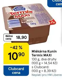 Tesco Milékárna Kunín Termix MAXI nabídka