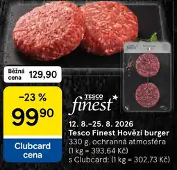 Tesco Tesco Finest Hovězí burger nabídka