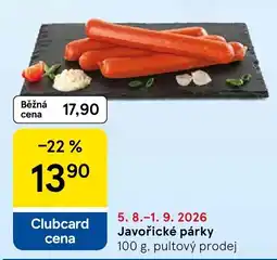 Tesco Javořické párky nabídka