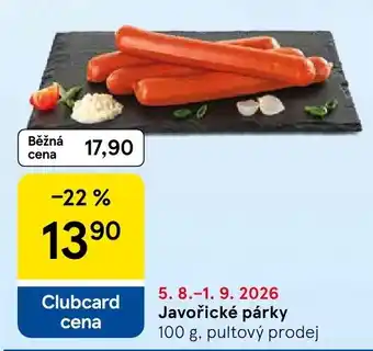 Tesco Javořické párky nabídka