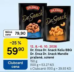 Tesco Dr. Ensa Dr. Snack Kešu BBQ Dr. Ensa Dr. Snack Mandle pražené, solené nabídka