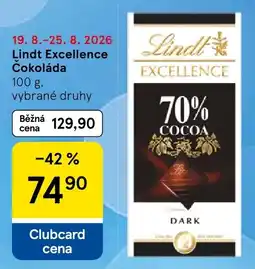 Tesco Lindt Excellence Čokoláda nabídka