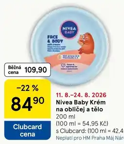 Tesco Nivea Baby Krém na obličej a tělo nabídka