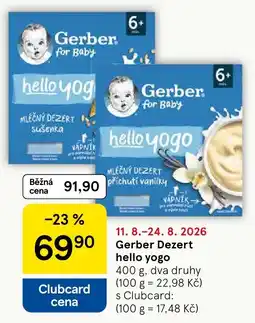 Tesco Gerber dezert hello yogo nabídka