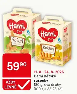 Tesco Hami Dětské sušenky nabídka