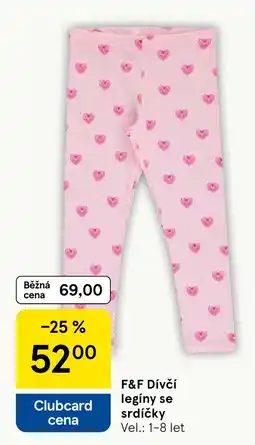 Tesco F&F Dívčí legíny se srdíčky nabídka