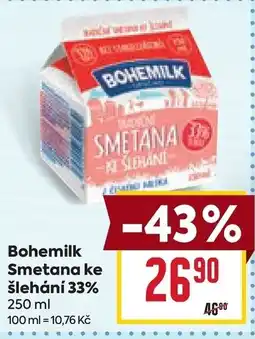 Billa Bohemilk smetana ke šlehání 33% nabídka