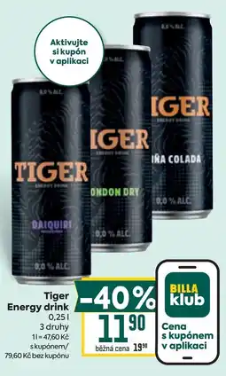 Billa Tiger Energy drink nabídka