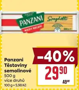 Billa Panzani těstoviny semolinové nabídka