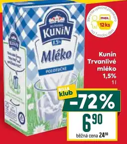 Billa Kunín trvanlivé mléko 1.5% nabídka