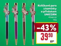 Billa Kuličkové pero s kamínky a přívěskem unicorn nabídka