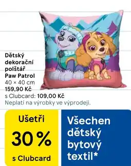 Tesco Paw Patrol dětský dekorační polštář nabídka