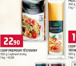 Terno Coop premium těstoviny nabídka