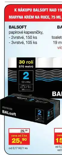 Ráj drogerie BALSOFT papírové kapesníčky 105-150 ks nabídka