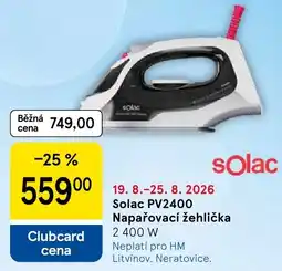 Tesco Solac napařovací žehlička pv2400 nabídka