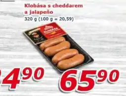 ESO MARKET Klobása s cheddarem a jalapeño nabídka
