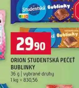 Terno ORION STUDENTSKÁ PEČEŤ BUBLINKY 36 g vybrané druhy nabídka