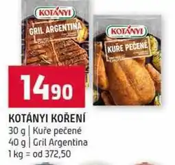 Terno KOTÁNYI KOŘENÍ 30 g Kuře pečené 40 g Gril Argentina nabídka