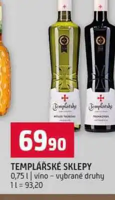 Terno TEMPLÁŘSKÉ SKLEPY 0,75l vino vybrané druhy nabídka