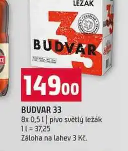 Terno BUDVAR 33 8x 0,5l pivo světlý ležák nabídka