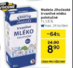Tesco Madeta Jihočeské trvanlivé mléko polotučné nabídka