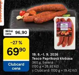 Tesco Tesco Papriková klobása nabídka