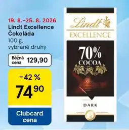 Tesco Lindt Excellence Čokoláda nabídka