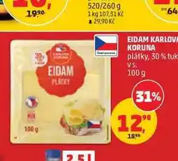 Penny Market EIDAM KARLOVA KORUNA plátky, 30% tuk VS nabídka
