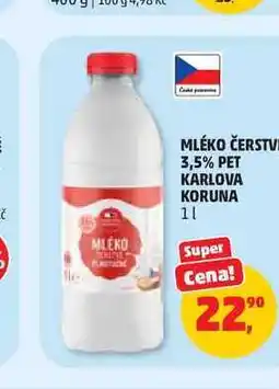 Penny Market MLÉKO ČERSTVÉ 3,5% PET KARLOVA KORUNA nabídka