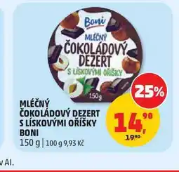 Penny Market MLEČNÝ ČOKOLÁDOVÝ DEZERT S LÍSKOVÝMI OŘÍŠKY nabídka