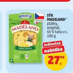 Penny Market SÝR MADELAND* plátky, originál, 45% tuku vs nabídka