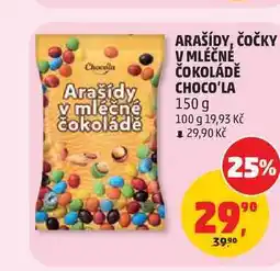 Penny Market ARAŠÍDY, ČOČKY V MLÉČNÉ ČOKOLÁDĚ CHOCO'LA nabídka