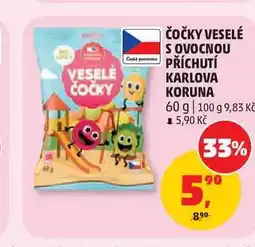 Penny Market ČOČKY VESELÉ S OVOCNOU PŘÍCHUTÍ KARLOVA KORUNA nabídka