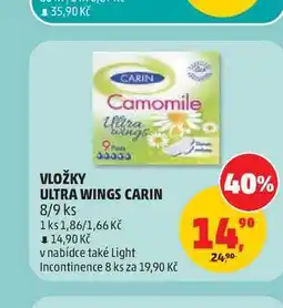 Penny Market VLOŽKY ULTRA WINGS CARIN 8/9 ks nabídka