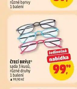Penny Market ČTECÍ BRÝLE** nabídka sada 3 kusů, různé druhy 1 balení nabídka