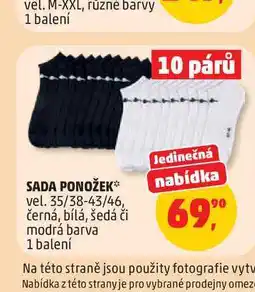 Penny Market SADA PONOŽEK* vel. 35/38-43/46, nabídka černá, bílá, šedá či modrá barva 1 balení nabídka