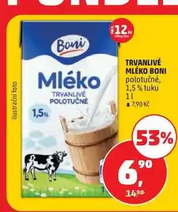 Penny Market TRVANLIVÉ MLÉKO BONI polotučné, 1,5% tuku nabídka