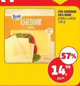 Penny Market SÝR CHEDDAR 50% BONI plátky, světlý nabídka