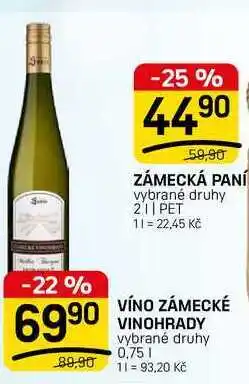Flop VÍNO ZÁMECKÉ VINOHRADY vybrané druhy nabídka