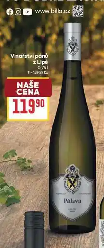 Billa Vinařství pánů z Lipé nabídka