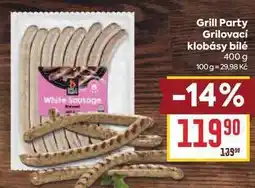 Billa Grill Party Grilovací klobásy bílé nabídka