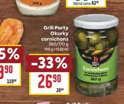 Billa Grill Party Okurky cornichons 360/170 g nabídka