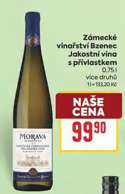 Billa Zámecké vinařství Bzenec Jakostní vína s přívlastkem nabídka