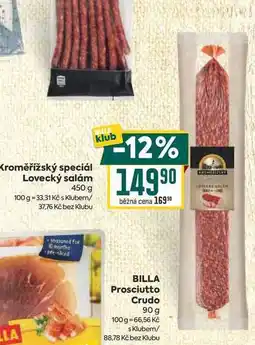 Billa Kroměřížský speciál Lovecký salám nabídka