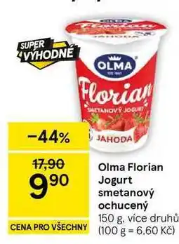 Tesco Olma Florian Jogurt smetanový ochucený, 150 g, více druhů nabídka