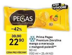 Tesco Prima Pegas Premium Zmrzlina mango a maracuja v mangové polevĕ nabídka