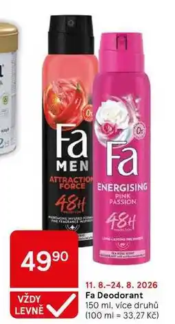 Tesco Fa Deodorant, 150 ml, více druhů nabídka