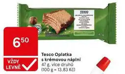 Tesco Tesco Oplatka s krémovou náplní, 47 g, více druhů nabídka